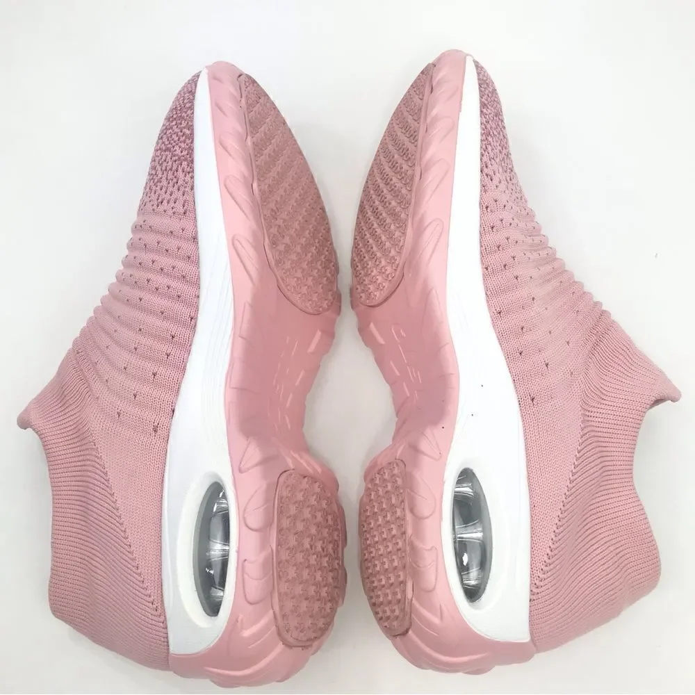 STQ Pink Gradient Air Cushion Speckled Knit Sock Athletic Walking Sneakers